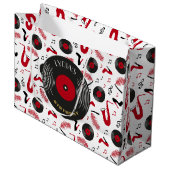 Custom Music Theme Birthday Large Paper Bag Groot Cadeauzakje (Voorkant Gekanteld)