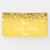 Custom Mustard Yellow & Gold Birthday Party Photo Spandoek (Horizontaal)