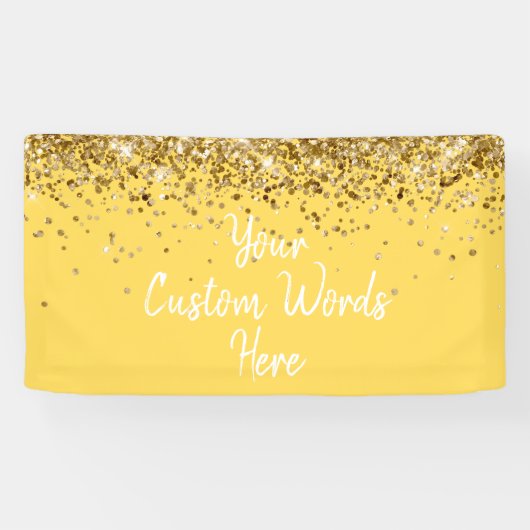 Custom Mustard Yellow & Gold Birthday Party Photo Spandoek (Horizontaal)