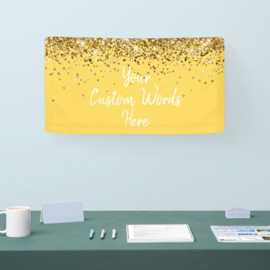 Custom Mustard Yellow & Gold Birthday Party Photo Spandoek (Beurs)