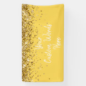 Custom Mustard Yellow & Gold Birthday Party Photo Spandoek (Verticaal)
