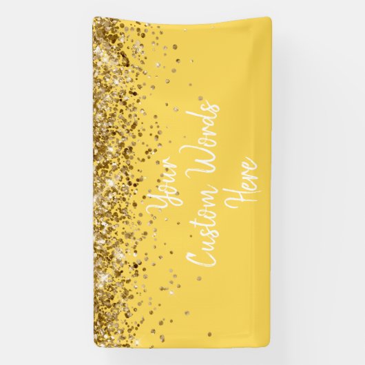 Custom Mustard Yellow & Gold Birthday Party Photo Spandoek (Verticaal)