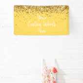 Custom Mustard Yellow & Gold Birthday Party Photo Spandoek (Insitu)
