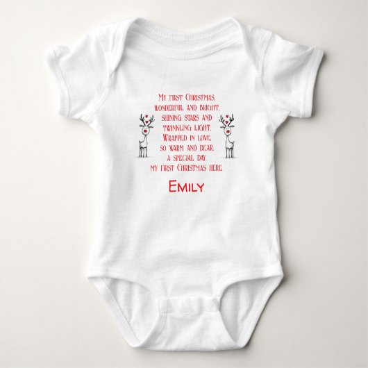 Custom My 1st Christmas Poem, Baby Gift Idea, Romper (Voorkant)