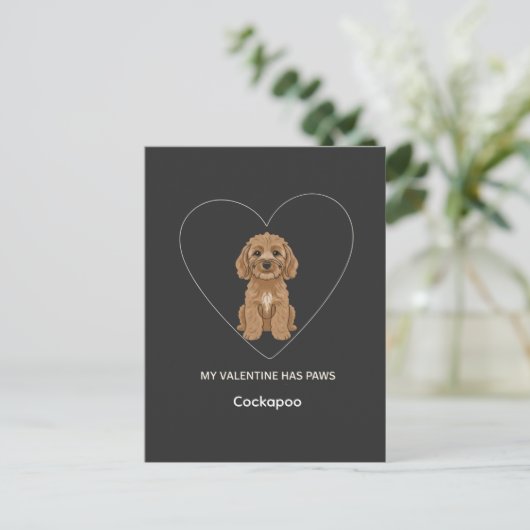 Custom My Valentine Has Paws Cockapoo Dog Lover Briefkaart (Staand voorkant)