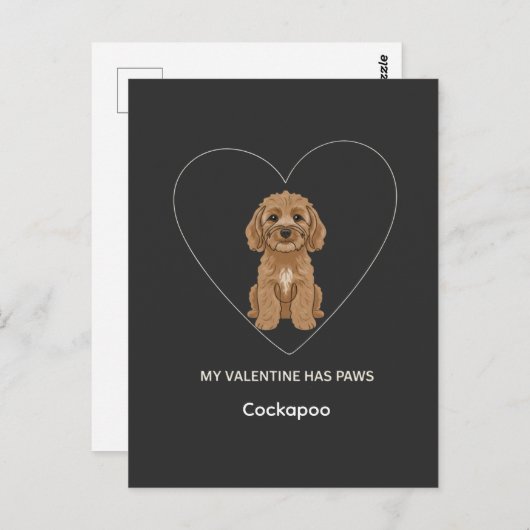 Custom My Valentine Has Paws Cockapoo Dog Lover Briefkaart (Voorkant / Achterkant)