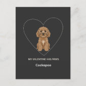 Custom My Valentine Has Paws Cockapoo Dog Lover Briefkaart (Voorkant)