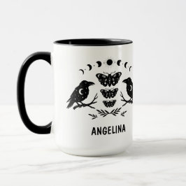 Custom Mystical Celestial Moth & Crows Goth Witchy Mok