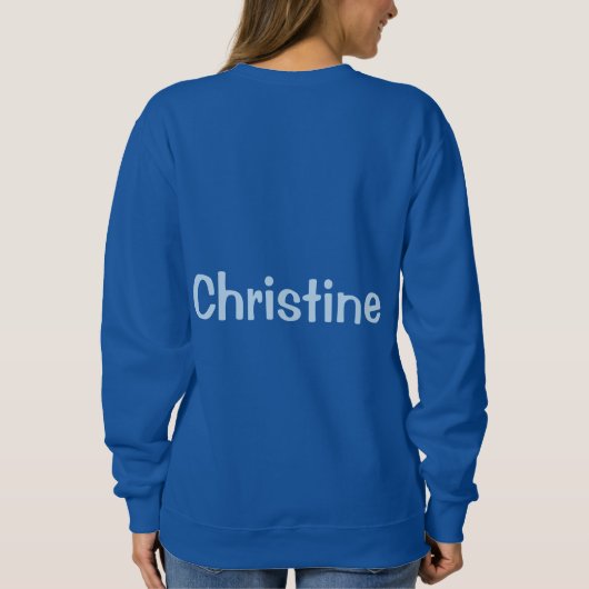 Custom Naam Blauw Vrouwen Basic Sweatshirt (Achterkant)