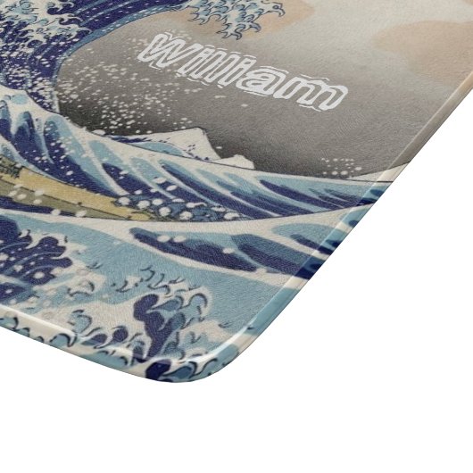 Custom naam de grote golf navy blauw snijplank (Hoek)