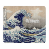 Custom naam de grote golf navy blauw snijplank (Voorkant)