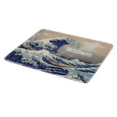 Custom naam de grote golf navy blauw snijplank (Hoek)