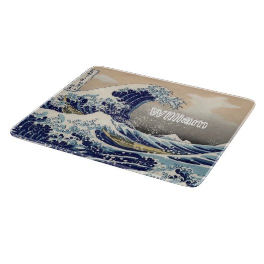 Custom naam de grote golf navy blauw snijplank (Hoek)