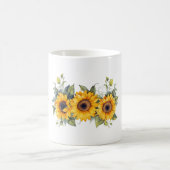 Custom Naam en Initiaal Zonnebloemen Blooms Geel Koffiemok (Center)