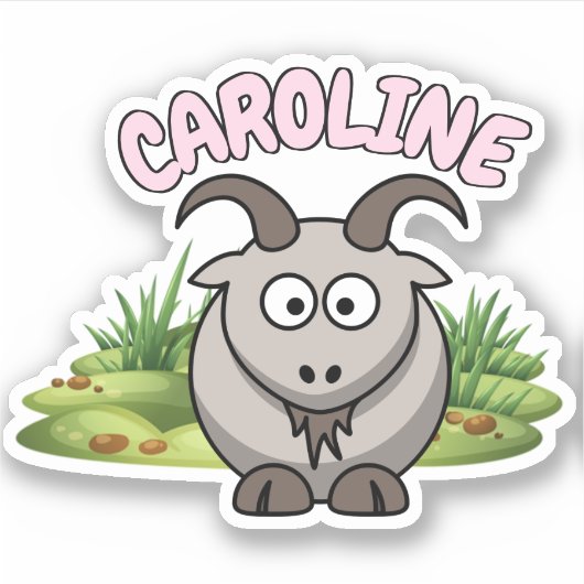 Custom Naam Geit Boerderij Cartoon Dier Sticker (Voorkant)
