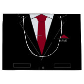 Custom Naam Gift Bag Zakelijk Zwart Pak Grappig Groot Cadeauzakje (Voorkant)