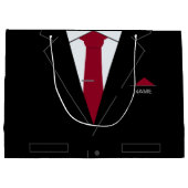 Custom Naam Gift Bag Zakelijk Zwart Pak Grappig Groot Cadeauzakje (Achterkant)