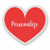 Custom naam groot rood hart laptop decal sticker (Voorkant)