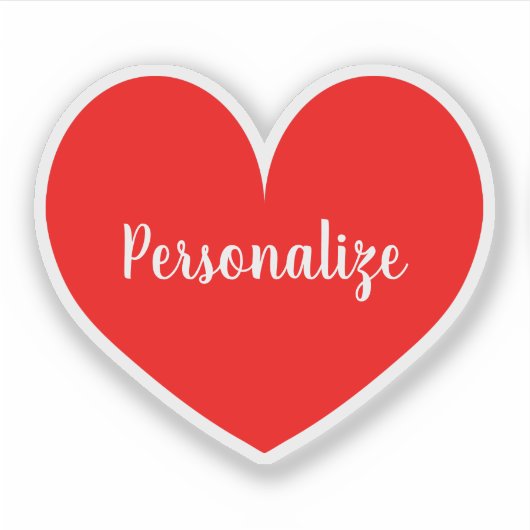 Custom naam groot rood hart laptop decal sticker (Voorkant)