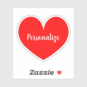 Custom naam groot rood hart laptop decal sticker (Vel)