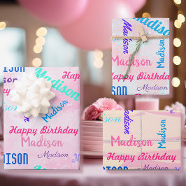 Custom NAAM Happy Birthday Girl's Gift Pink Inpakpapier Vel
