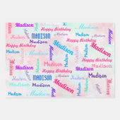 Custom NAAM Happy Birthday Girl's Gift Pink Inpakpapier Vel (Voorkant 2)