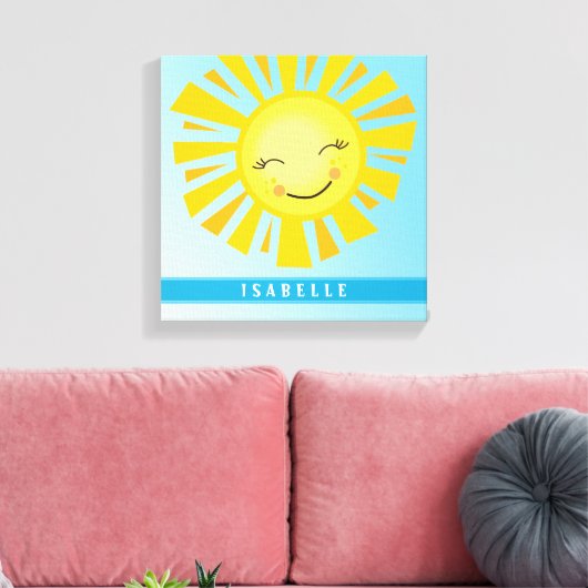 CUSTOM NAAM helder vet modern gelukkig zonneschijn Canvas Afdruk (Insitu (Woonkamer))