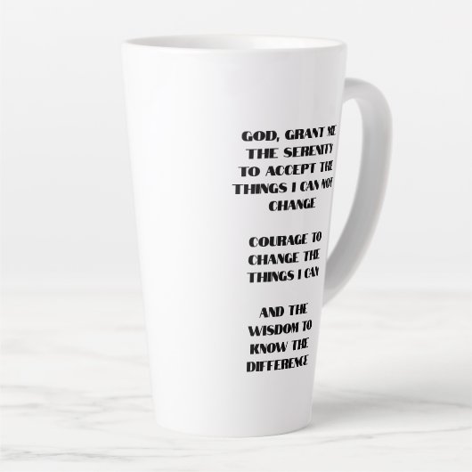 CUSTOM Naam, Jaar plus Serenity Prayer Jubileum Latte Mok (Rechterhoek)