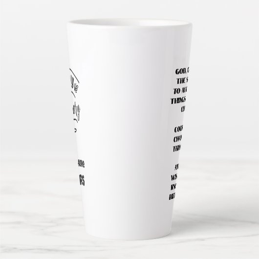 CUSTOM Naam, Jaar plus Serenity Prayer Jubileum Latte Mok (Voorkant)