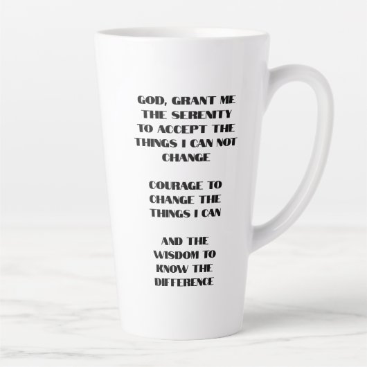 CUSTOM Naam, Jaar plus Serenity Prayer Jubileum Latte Mok (Rechts)