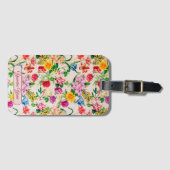 Custom Naam Kleurrijke Bloemen Vrouwelijke Girly R Bagagelabel (Voorkant (horizontaal))