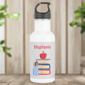 Custom Naam l Schattige Girly Terug naar School Waterfles