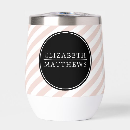 CUSTOM NAAM minimalistische streep zwart blush roz (Voorkant)