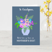 Custom Naam Moederdag met Vaas van Bloemen Kaart (Gele Bloem)