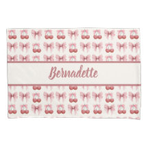 Custom Naam Roze Bogen en Kersen Girly Coquette