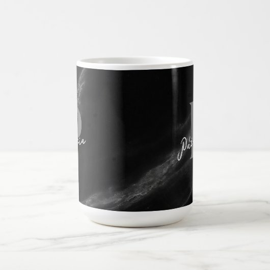 Custom Naam Stijlvolle Drank Marmer Zwart Koffiemok (Center)