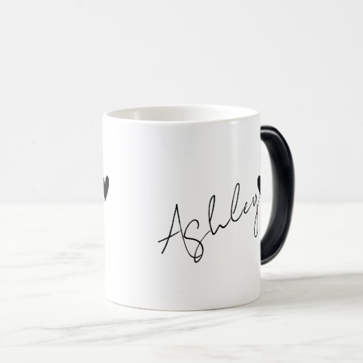 Custom Naam Tekst Tiny Black Heart Simple Ashley Magische Mok (Voorkant rechts)
