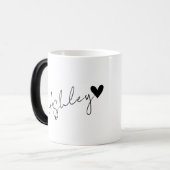 Custom Naam Tekst Tiny Black Heart Simple Ashley Magische Mok (Voorkant links)