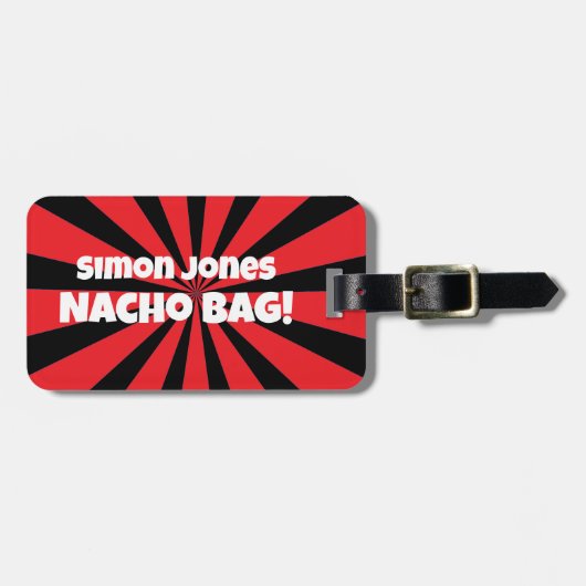 Custom Nacho Bag Grappig Retro Rood Bagagelabel (Voorkant horizontaal)