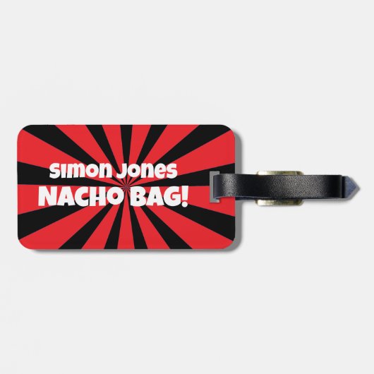 Custom Nacho Bag Grappig Retro Rood Bagagelabel (Achterkant horizontaal)