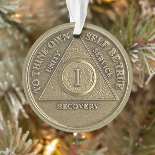 Custom Name | 1 Year Sober Anniversary Medallion Ornament (Boom)