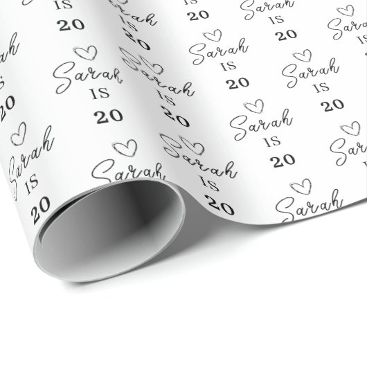 Custom Name 20th Birthday Wrapping Paper Cadeaupapier (Rol Hoek)