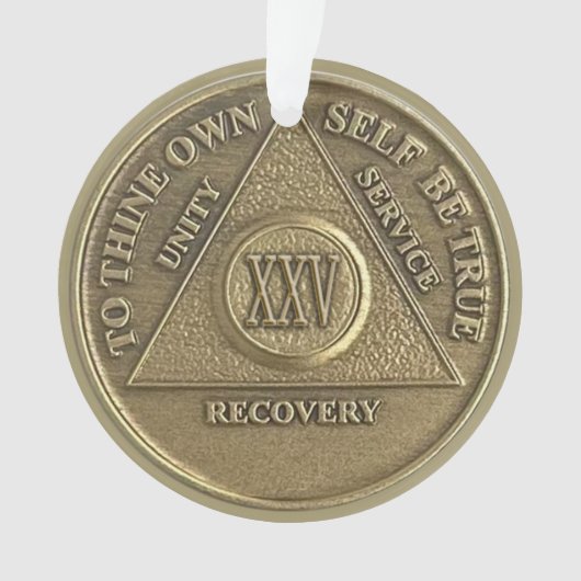 Custom Name | 25 Year Sober Anniversary Medallion Ornament (voorkant)