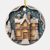 Custom Name 3D Gingerbread House Christmas Keramisch Ornament (Voorkant)