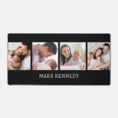 Custom Name 4 Photo Collage Personalized Black Bureaumat (Voorkant)