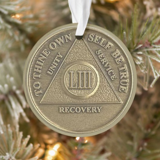 Custom Name | 53 Year Sober Anniversary Medallion Ornament (Boom)