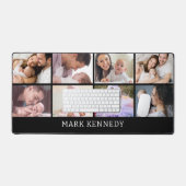Custom Name 8 Photo Collage Personalized Black Bureaumat (Keyboard & Muis)