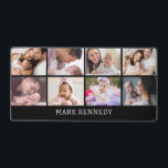 Custom Name 8 Photo Collage Personalized Black Bureaumat<br><div class="desc">Modern photo collage desk mat personalized with name and 8 favorite pictures. Makes a unique personalized office gift.</div>