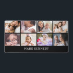 Custom Name 8 Photo Collage Personalized Black Bureaumat<br><div class="desc">Modern photo collage desk mat personalized with name and 8 favorite pictures. Makes a unique personalized office gift.</div>