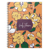 Custom Name Abstract Floral Orange White Notitieboek (Voorkant)